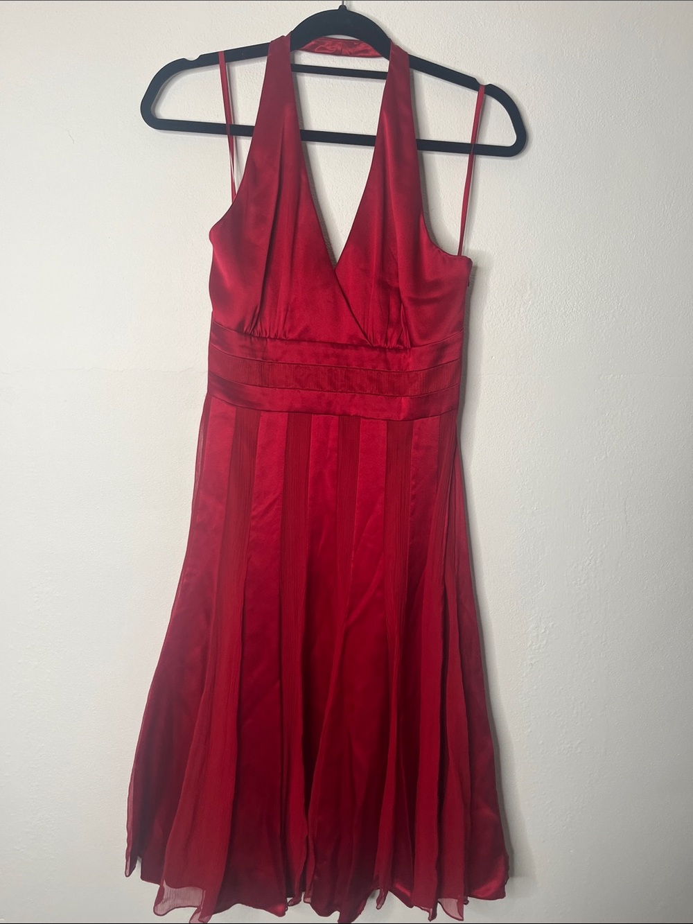 Calvin Klein Red Halter V-Neck Dress